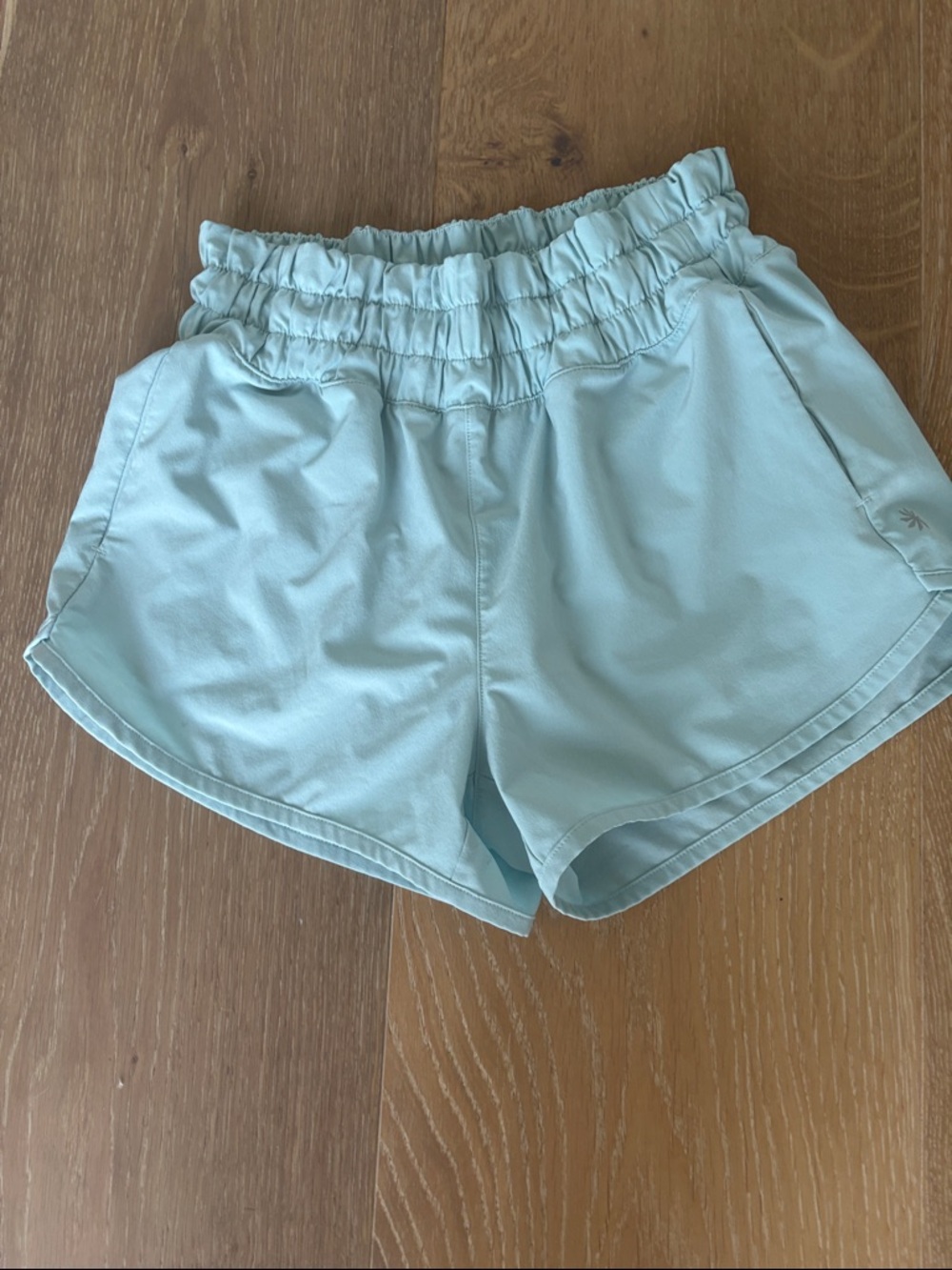 Athleta Mint Aqua Ruffle-Waist Kids Shorts